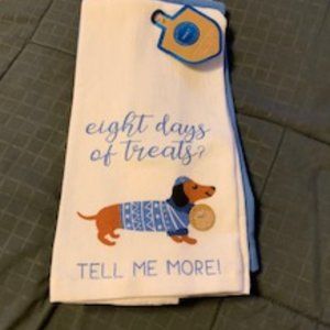 Set of 3  Eight days of treats Chanukah  dachshund dish towels